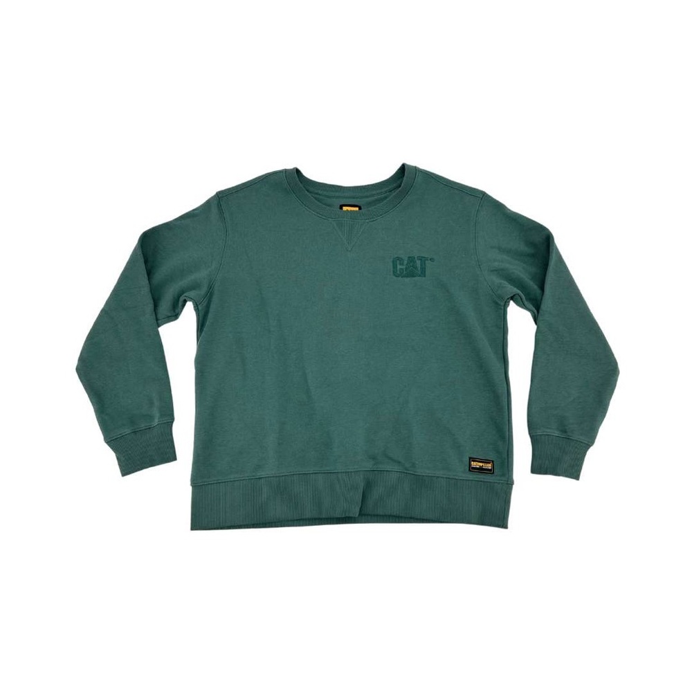 B - CAT Caterpillar Green Sweatshirt Crewneck Workwear Y2K Unisex